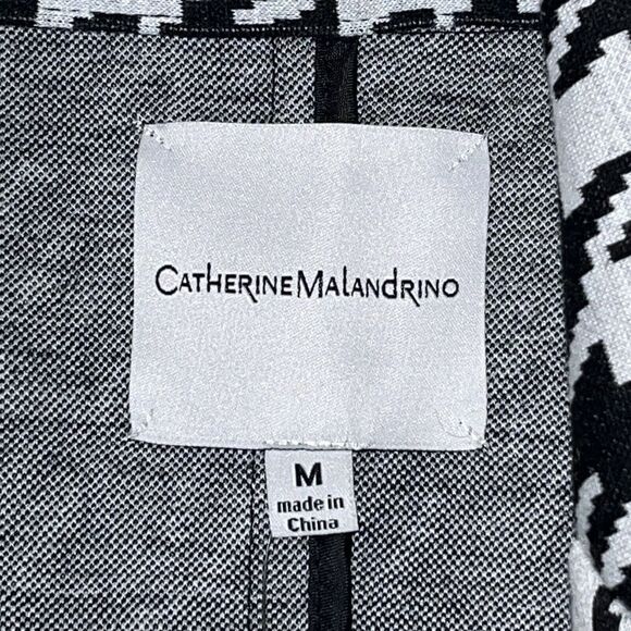 Catherine Malandrino Black White Houndstooth Knit Blazer Jacket Wmns Sz Med NEW - Picture 3 of 16